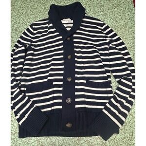Gap Design & Crafted Mens Blue & White Striped Button Down Sweater Size Small
